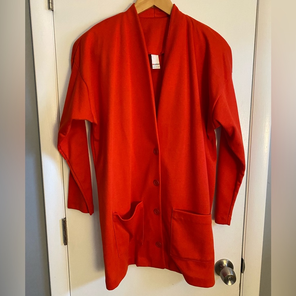 Vintage Red 80s Units Cardigan